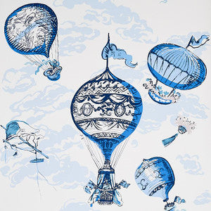 Balloons Blue 5012790 by Schumacher Designer Wallpaper