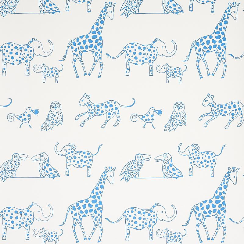 Jungle Jubilee Blue 5012470 by Schumacher Designer Wallpaper Flight Of Fancy 13.5" - Swanky Fabrics -