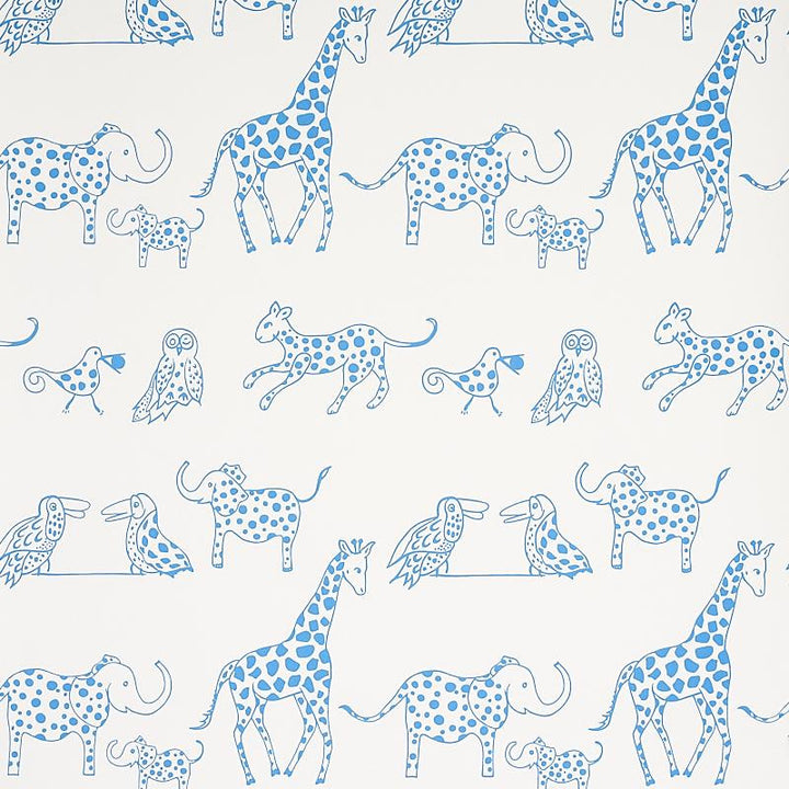 Jungle Jubilee Blue 5012470 by Schumacher Designer Wallpaper Flight Of Fancy 13.5" - Swanky Fabrics -