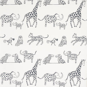 Jungle Jubilee Charcoal 5012471 by Schumacher Designer Wallpaper