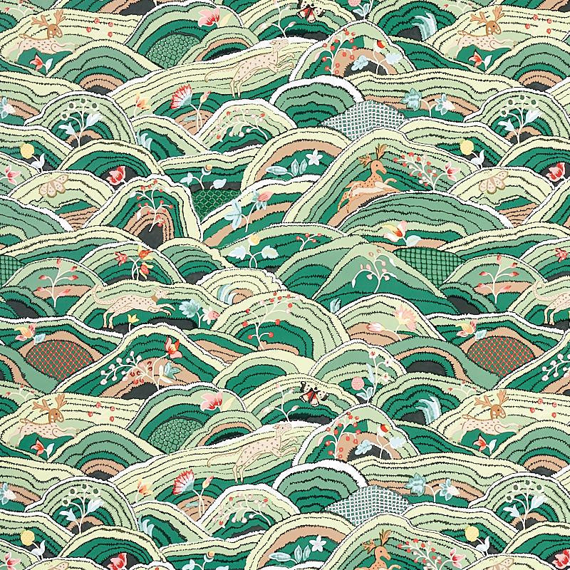 Rolling Hills Green 5012631 by Schumacher Designer Wallpaper Flight Of Fancy 27.0" - Swanky Fabrics -