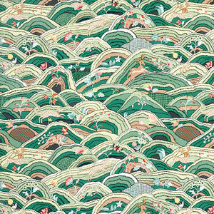 Rolling Hills Green 5012631 by Schumacher Designer Wallpaper