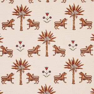 Tiger Palm Crimson 179932 by Schumacher Designer Fabric