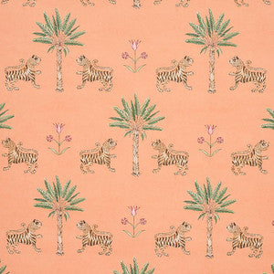 Tiger Palm Crimson On Peach 5012920 by Schumacher Designer Wallpaper