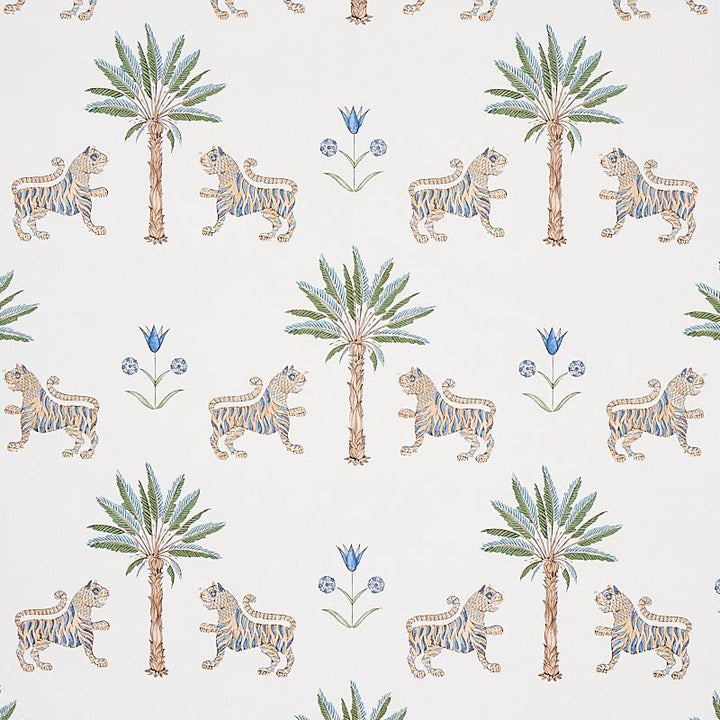 Tiger Palm Delft 5012921 by Schumacher Designer Wallpaper Mystique 13.5" - Swanky Fabrics -
