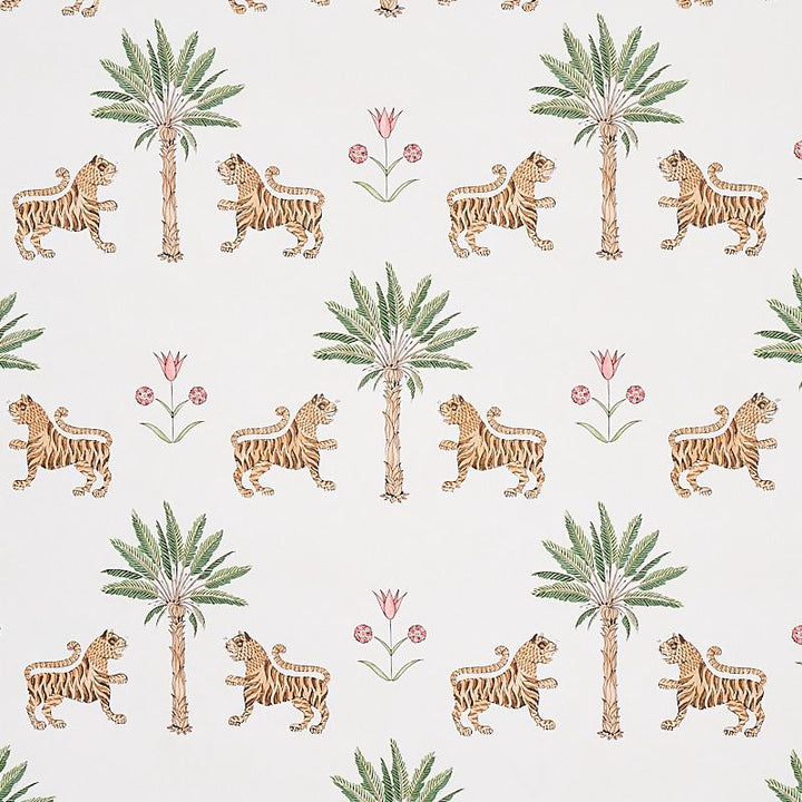 Tiger Palm Crimson 5012922 by Schumacher Designer Wallpaper Mystique 13.5" - Swanky Fabrics -