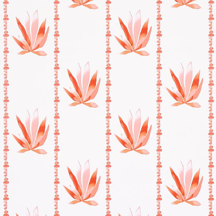 Agave Stripe Grapefruit 5012682 by Schumacher Designer Wallpaper Peg Norriss 4.5" - Swanky Fabrics -