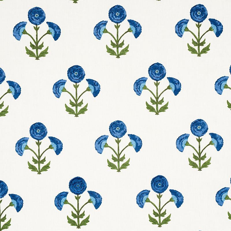 Saranda Flower Embroidery Royal 179672 by Schumacher Designer Fabric Perennial Favorites 27.0" - Swanky Fabrics -