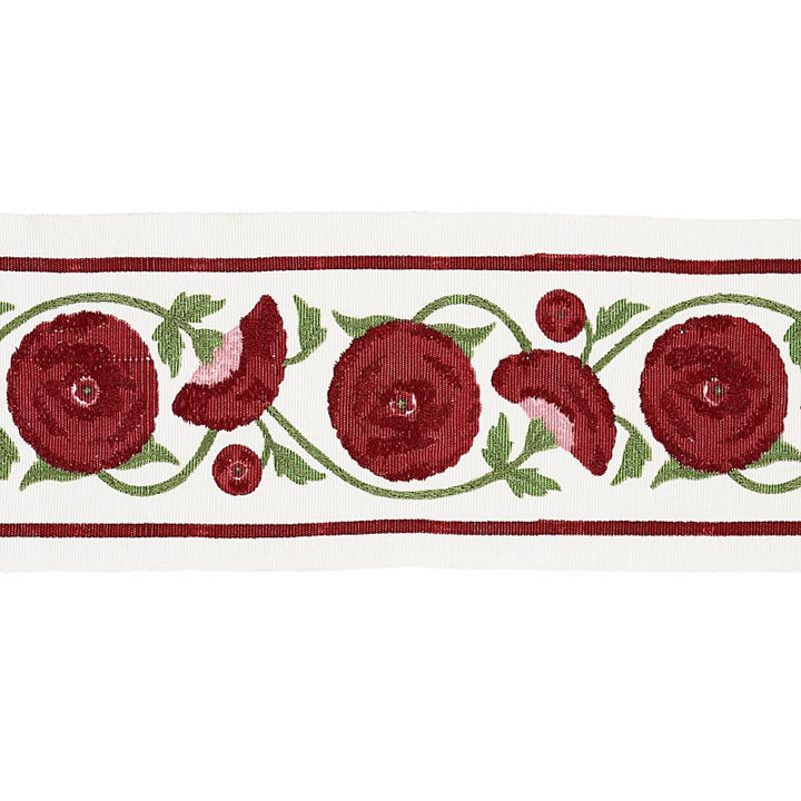 Saranda Flower Embroidery Tape Cardinal 80390 by Schumacher Designer Trim Perennial Favorites - Swanky Fabrics -