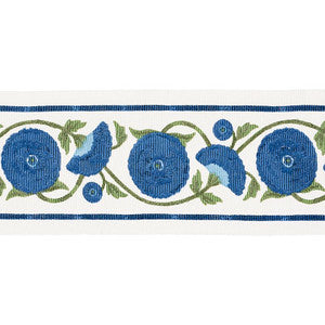 Saranda Flower Embroidery Tape Royal 80392 by Schumacher Designer Trim