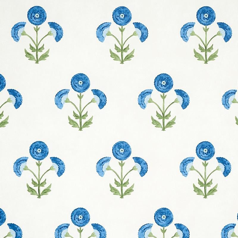 Saranda Flower Royal 5012412 by Schumacher Designer Wallpaper Perennial Favorites 27.0" - Swanky Fabrics -