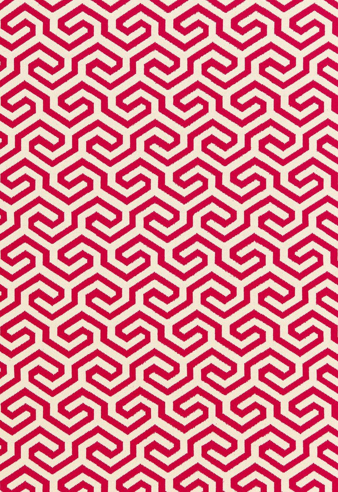 Ming Fret Cerise 66880 by Schumacher Designer Fabric Chroma 75% Cotton, 25% Linen Martindale 18,000 Horizontal: 4.125 and Vertical: 5.5 50 - Swanky Fabrics -