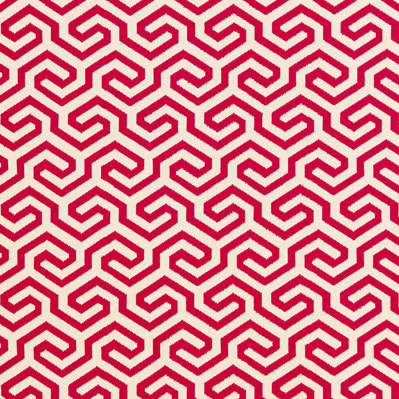 Ming Fret Cerise 66880 by Schumacher Designer Fabric CHROMA See Sample FRANCE MEDIUM DUTY </p><p>Repeat: Horizontal: 4 1/8" (10CM) and Vertical: 5 1/2" (14CM) 50" WIDE (127CM) - Swanky Fabrics -