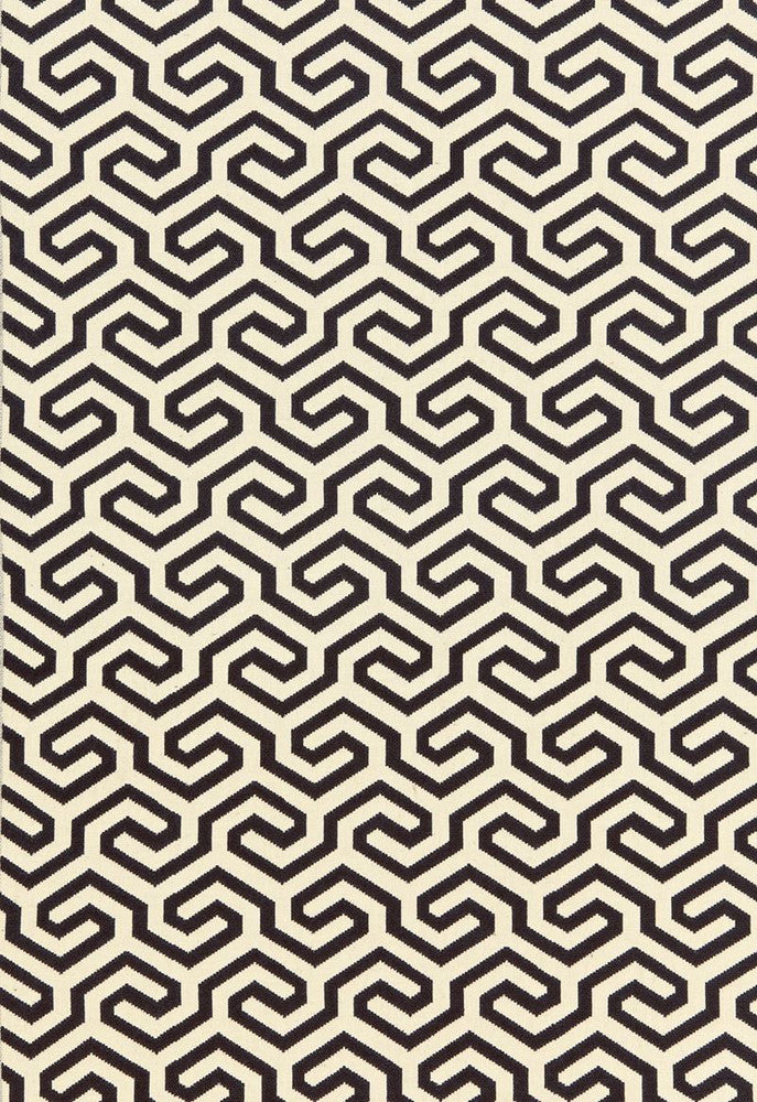 Ming Fret Noir 66881 by Schumacher Designer Fabric Chroma 75% Cotton, 25% Linen Martindale 18,000 Horizontal: 4.125 and Vertical: 5.5 50 - Swanky Fabrics -