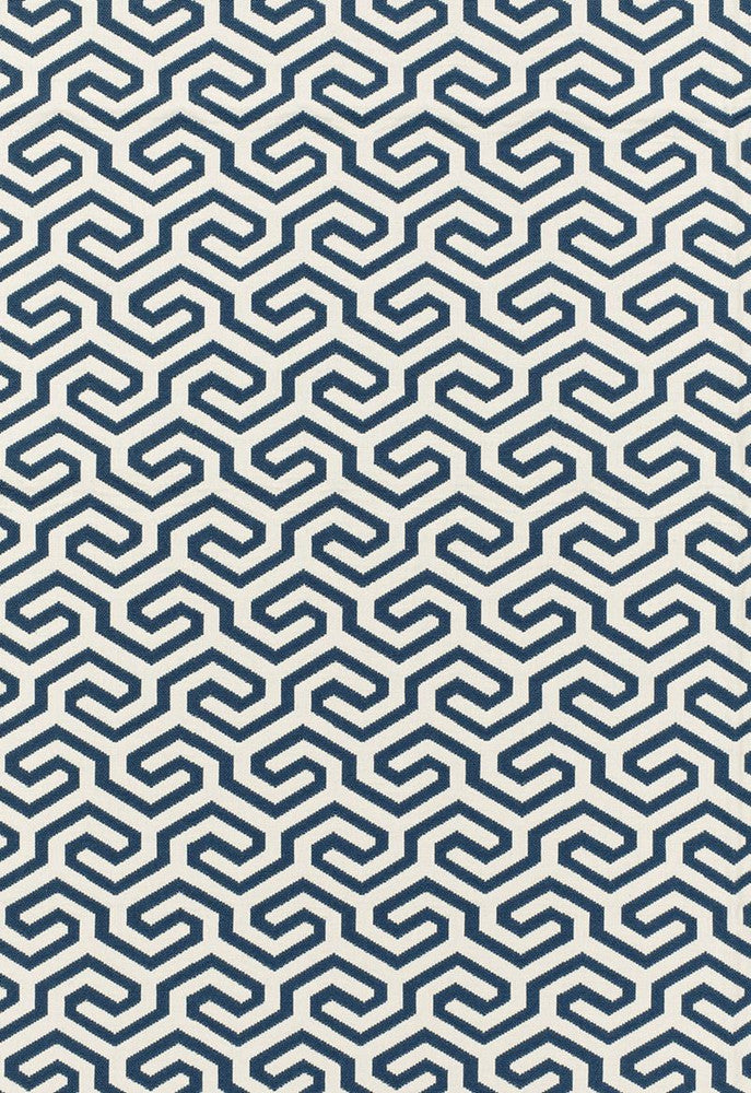 Ming Fret Navy 66884 by Schumacher Designer Fabric Chroma 75% Cotton, 25% Linen Martindale 18,000 Horizontal: 4.125 and Vertical: 5.5 50 - Swanky Fabrics -