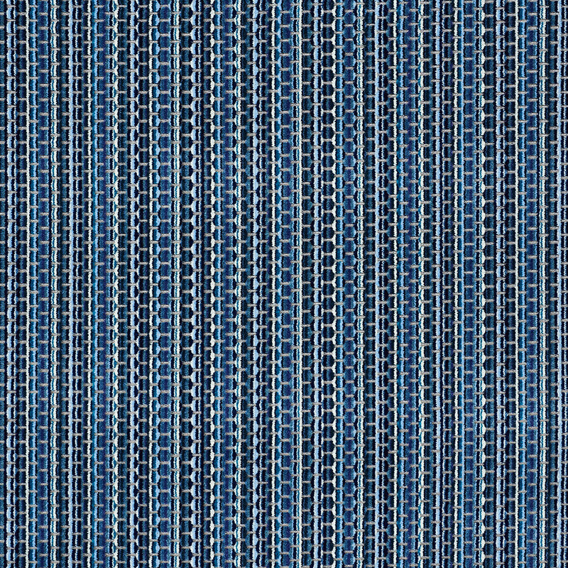 Downtown Velvet Indigo 66913 by Schumacher Designer Fabric Cut-Patterned-Velvets 48% Viscose, 34% Cotton, 18% Polyester Martindale 50,000 Horizontal: 14.375 and Vertical: 3/8- 54.5 - Swanky Fabrics -