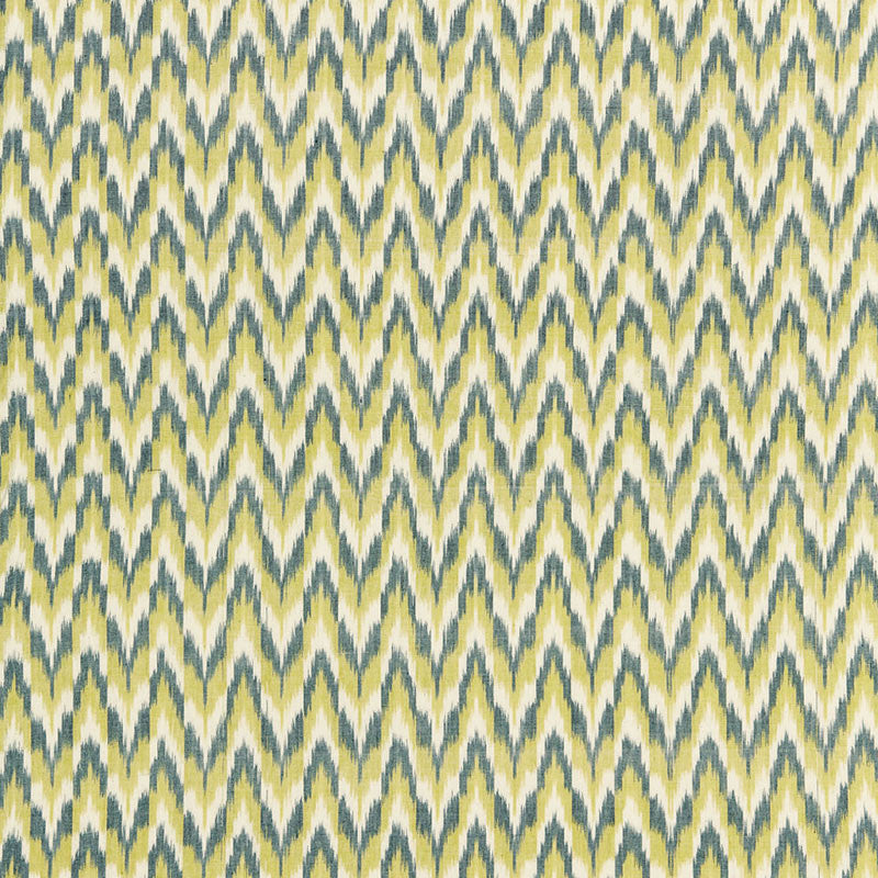 Adari Cotton Ikat Citron 66942 by Schumacher Designer Fabric CHROMA See Sample INDIA LIGHT DUTY </p><p>Repeat: Horizontal: 2 3/8" (6CM) and Vertical: 2 1/2" (6CM) 52" WIDE (132CM) - Swanky Fabrics -