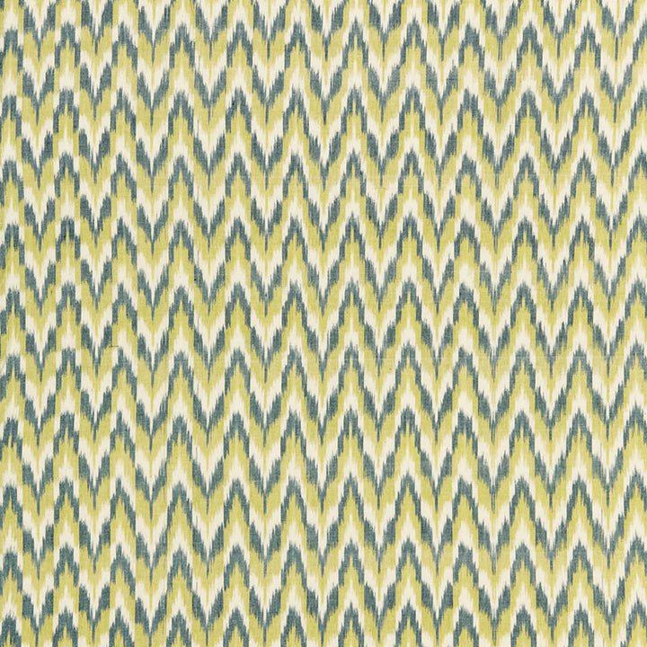 Adari Cotton Ikat Citron 66942 by Schumacher Designer Fabric CHROMA See Sample INDIA LIGHT DUTY </p><p>Repeat: Horizontal: 2 3/8" (6CM) and Vertical: 2 1/2" (6CM) 52" WIDE (132CM) - Swanky Fabrics -
