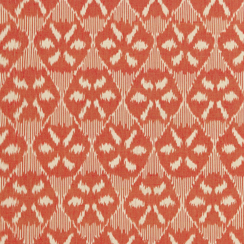 Darjeeling Cotton Ikat Persimmon 66963 by Schumacher Fabric Schumacher Fabric Darjeeling Cotton Ikat Persimmon 66963Fabric COTTON 100% INDIA </p><p>Repeat: H: HORZ. 6 5/8" (17CM), V: VERT. 11" (28CM) 52 - Fabric Carolina -