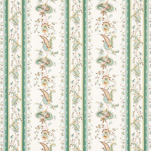 Elena Paisley Stripe Green 179981 by Schumacher Designer Fabric