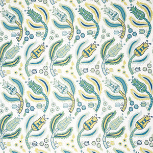 Malabar Vine Peacock 5012340 by Schumacher Designer Wallpaper