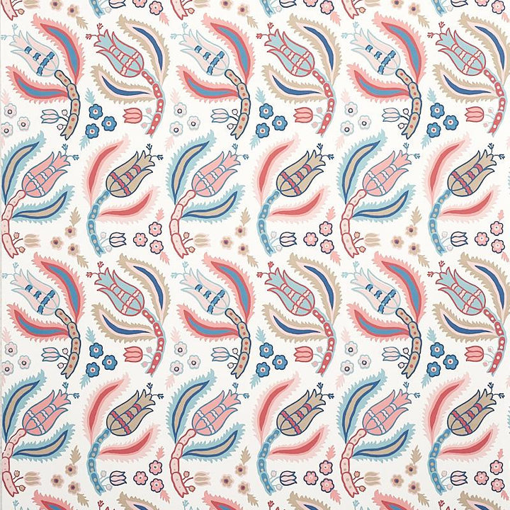 Malabar Vine Rose & Delft 5012341 by Schumacher Designer Wallpaper East Meets West 9.0" - Swanky Fabrics -