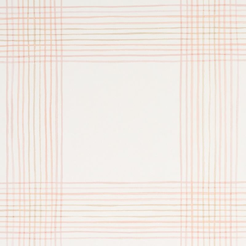Minerva Plaid Pink 5012372 by Schumacher Designer Wallpaper Plaid Wallcoverings 27.0" - Swanky Fabrics -