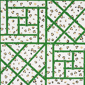 Fancy Beast Safari Green/Ivory 5012560 by Schumacher Designer Wallpaper