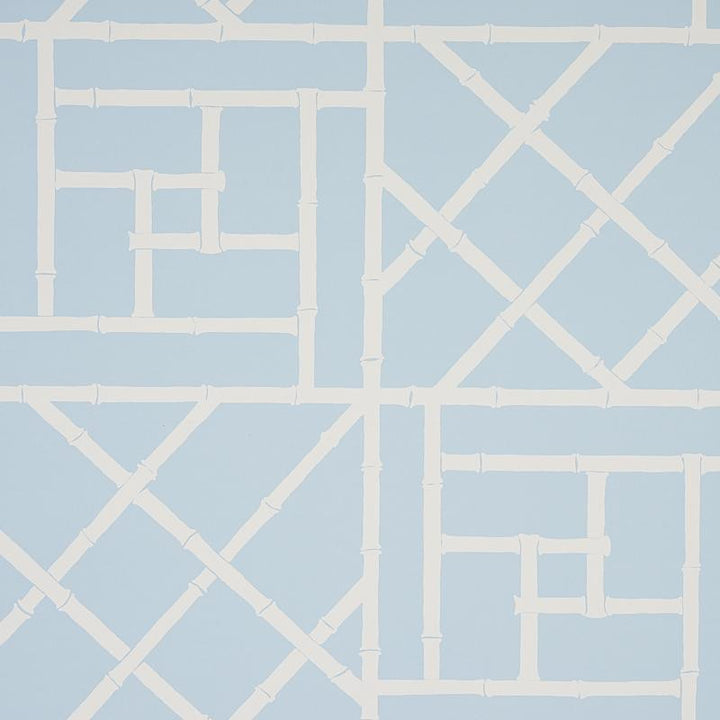 Trellis Sky Blue 5012573 by Schumacher Designer Wallpaper Cristina Buckley 27.0" - Swanky Fabrics -