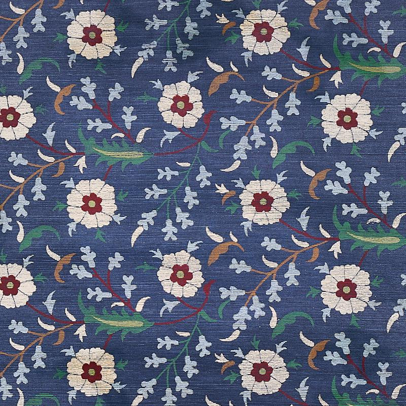 Floralia Sisal Indigo 5012831 by Schumacher Designer Wallpaper Cabana - Swanky Fabrics -