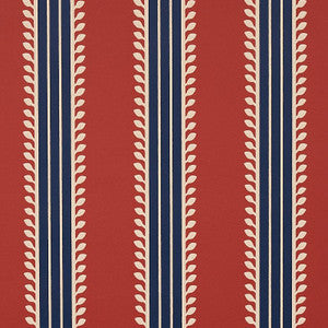 Etruscan Stripe Red & Blue 5012852 by Schumacher Designer Wallpaper