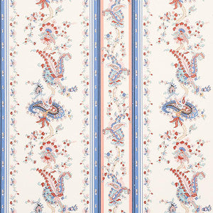 Elena Paisley Stripe Blue 5012891 by Schumacher Designer Wallpaper