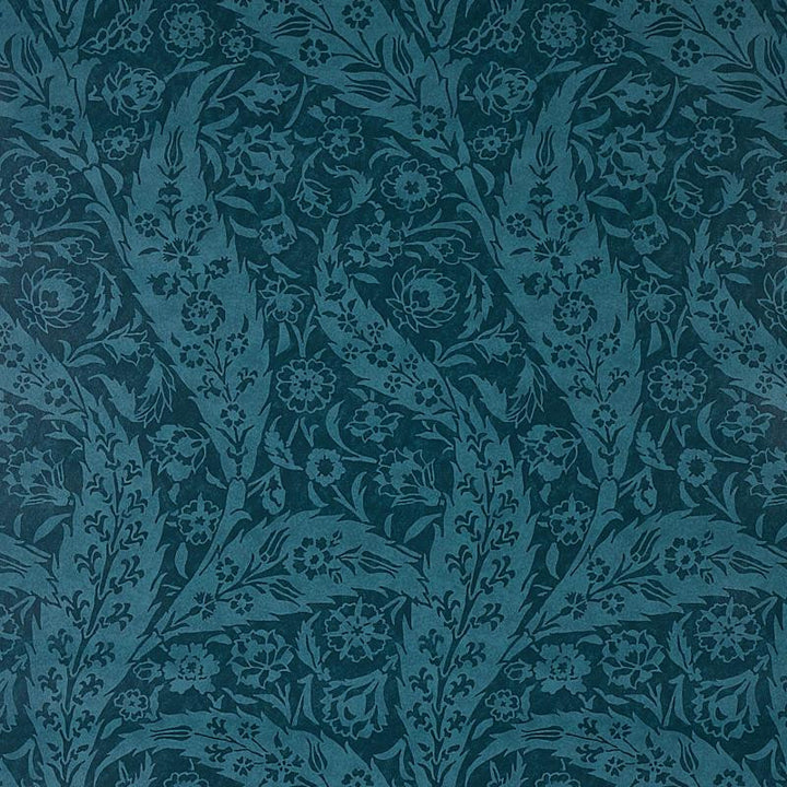 Saz Paisley Peacock 5012903 by Schumacher Designer Wallpaper Cabana 18.0" - Swanky Fabrics -
