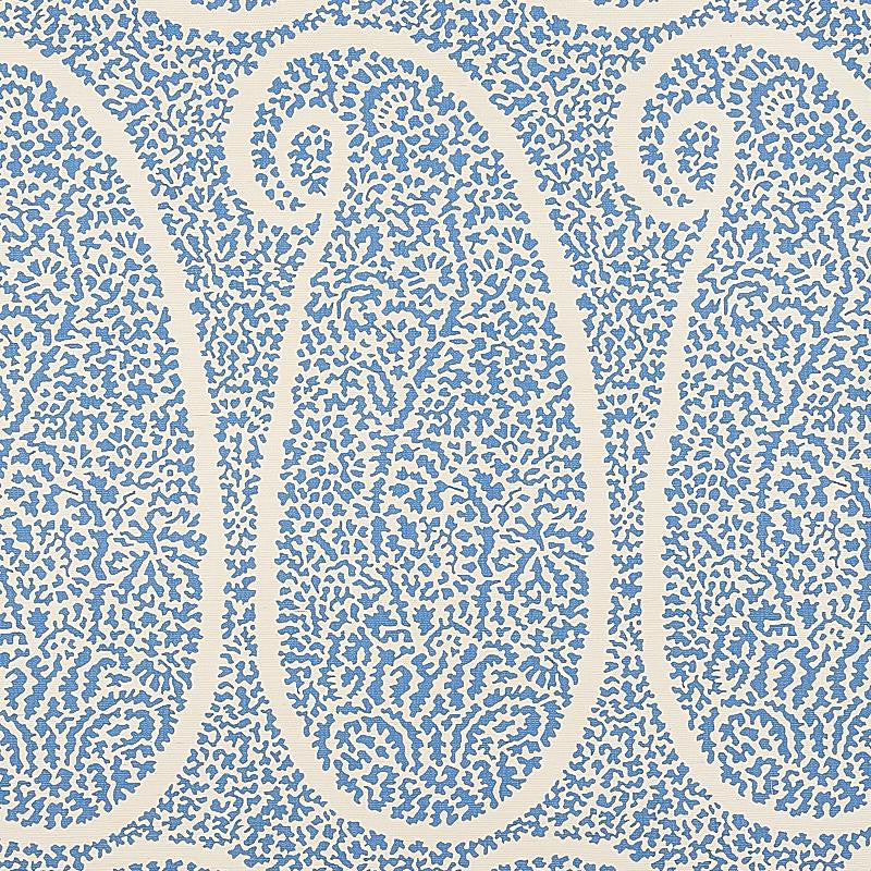 Ambala Paisley Sisal Bright Blue 5013030 by Schumacher Designer Wallpaper Printed Grasscloths 34.0" - Swanky Fabrics -