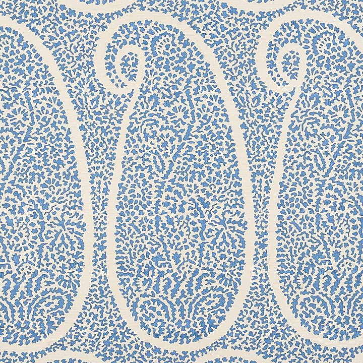 Ambala Paisley Sisal Bright Blue 5013030 by Schumacher Designer Wallpaper Printed Grasscloths 34.0" - Swanky Fabrics -