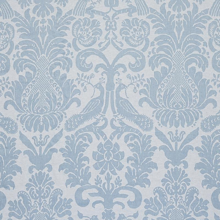 Anna Damask Soft Blue 68437 by Schumacher Designer Fabric New Traditional 28.33" - Swanky Fabrics -