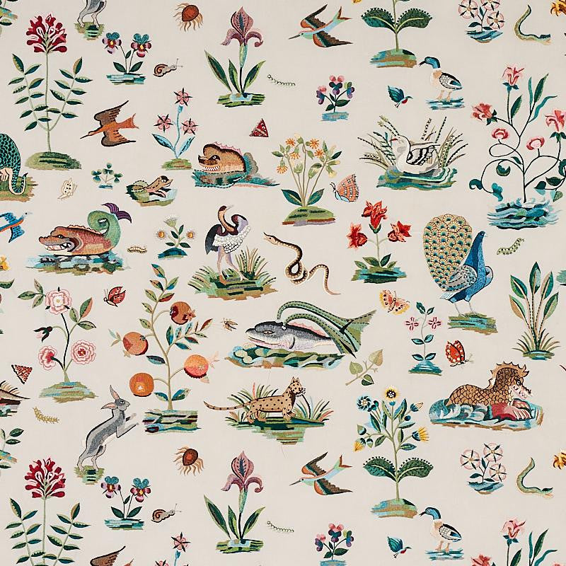 Royal Silk Embroidery Multi 79690 by Schumacher Designer Fabric Schumacher Masterpieces 53.5" - Swanky Fabrics -