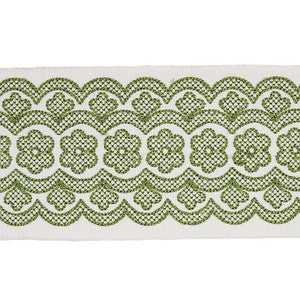Astrid Embroidered Tape Green 80441 by Schumacher Designer Trim