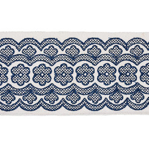 Astrid Embroidered Tape Blue 80442 by Schumacher Designer Trim