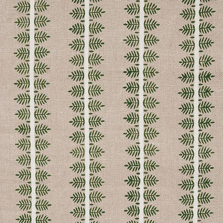Alva Hand Block Print Green 80521 by Schumacher Designer Fabric New Traditional 3.25" - Swanky Fabrics -