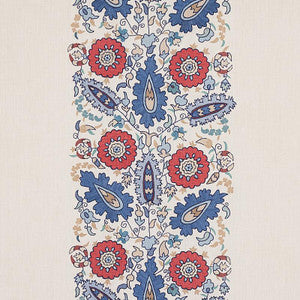 Anatolia Embroidery Blue & Red 80750 by Schumacher Designer Fabric