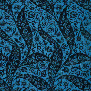 Saz Paisley Silk Velvet Blue 80780 by Schumacher Designer Fabric