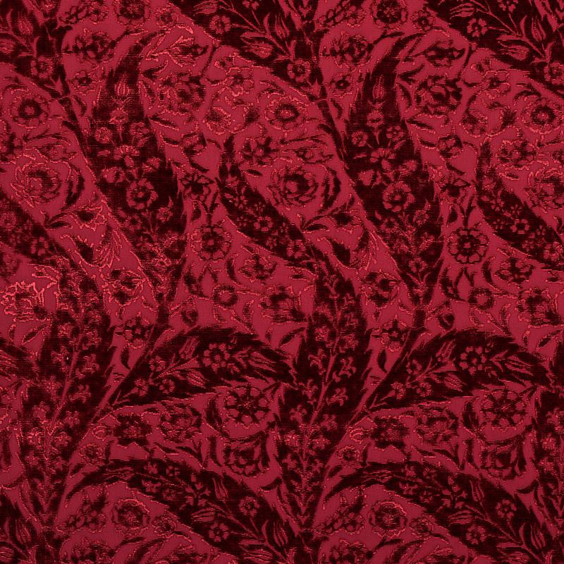 Saz Paisley Silk Velvet Burgundy 80782 by Schumacher Designer Fabric Cabana 13.4" - Swanky Fabrics -