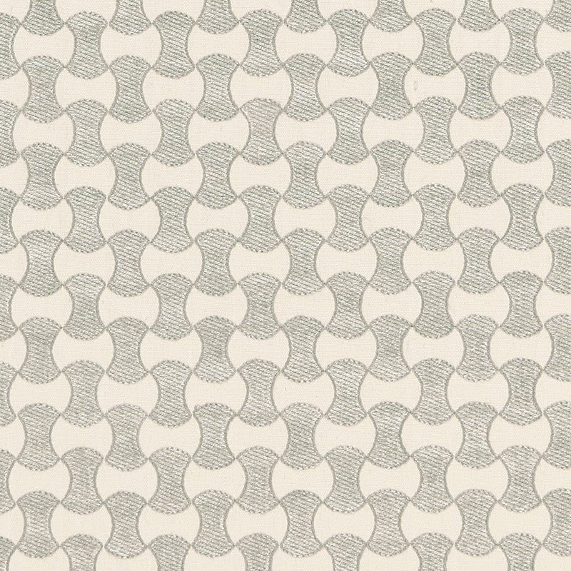 Nolita Embroidery Zinc 67110 by Schumacher Designer Fabric ESSENTIALS: SMALL-SCALE UPHOLSTERY I See Sample INDIA . </p><p>Repeat: Horizontal: 3/4" (2CM) and Vertical: 1 1/2" (4CM) 50 5/8" (129CM) - Swanky Fabrics -