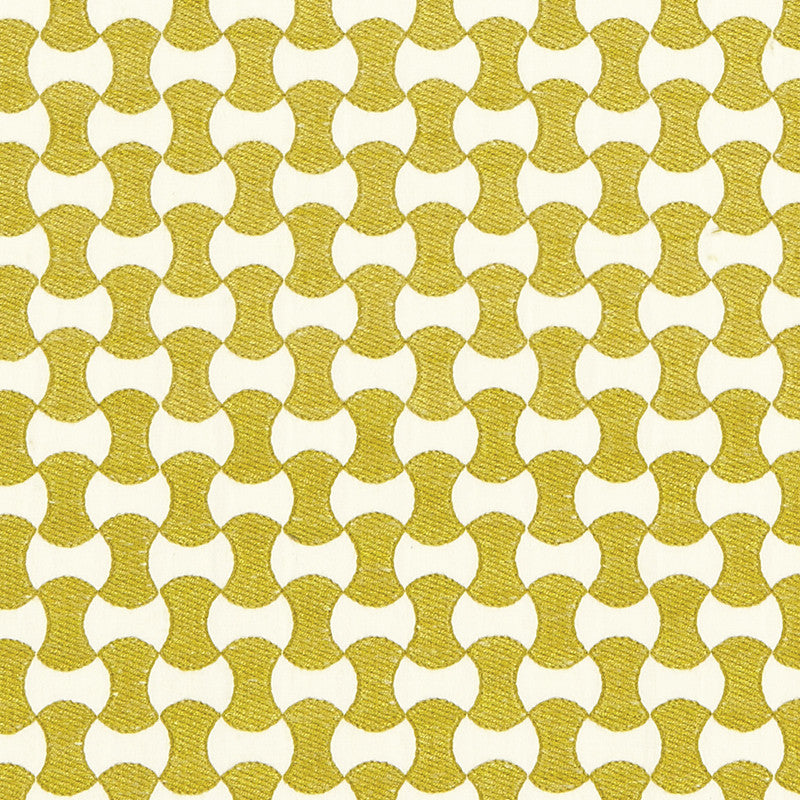 Nolita Embroidery Citron 67113 by Schumacher Designer Fabric ESSENTIALS: SMALL-SCALE UPHOLSTERY I COTTON 63% SPUN VISCOSE 37% INDIA MARTINDALE 10,000 </p><p>Repeat: Horizontal: 3/4" (2CM) and Vertical: 1 1/2" (4CM) 50.625 - Swanky Fabrics -