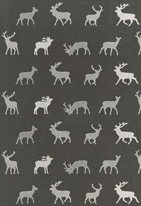 Caribou Embroidery Charcoal 67160 by Schumacher Designer Fabric