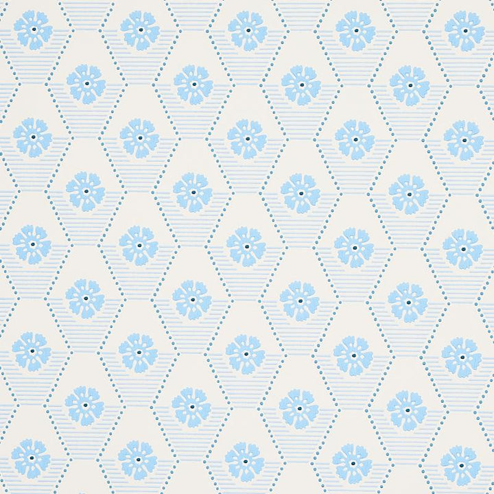 Hive Bloom Blues 5013161 by Schumacher Designer Wallpaper Hobe Erwin - Swanky Fabrics -