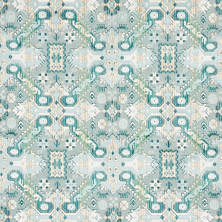 Tiraz Velvet Peacock 80603 by Schumacher Designer Fabric Tapis 13.4" - Swanky Fabrics -