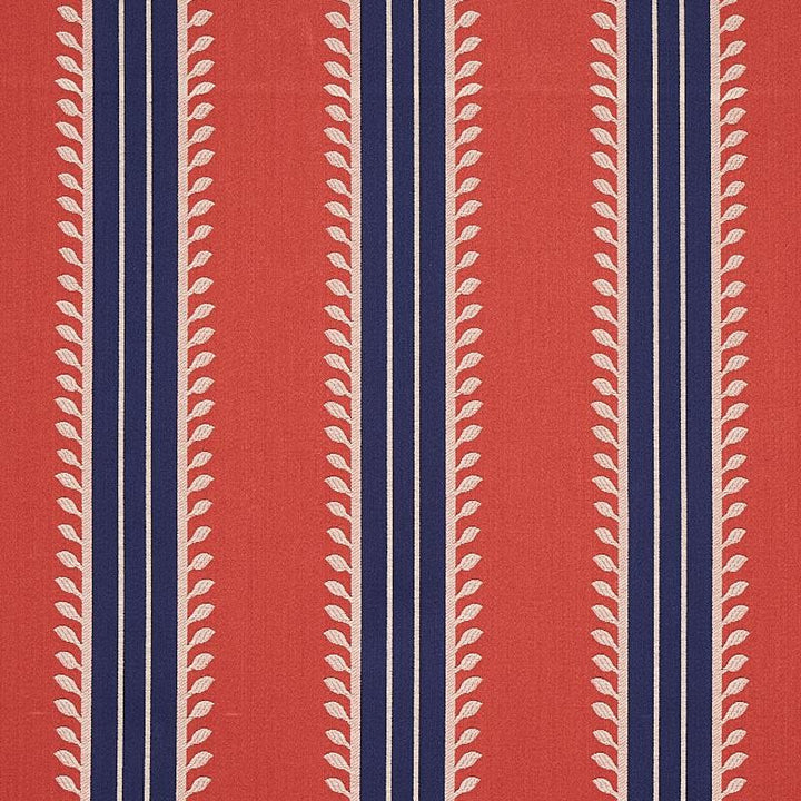 Etruscan Stripe Red & Blue 80721 by Schumacher Designer Fabric Cabana 5.8" - Swanky Fabrics -