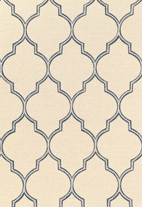 Algiers Embroidery Indigo 67330 by Schumacher Designer Fabric